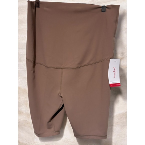 Ingrid & Isabel Pants - Ingrid & Isabel Maternity High Rise Over Belly Active Bike Shorts Taupe Size XL
